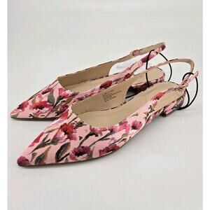 Floral Twee Liz Claiborne Sheba Slingback Pointed Toe Ballet Flats Shoe Sz 7.5